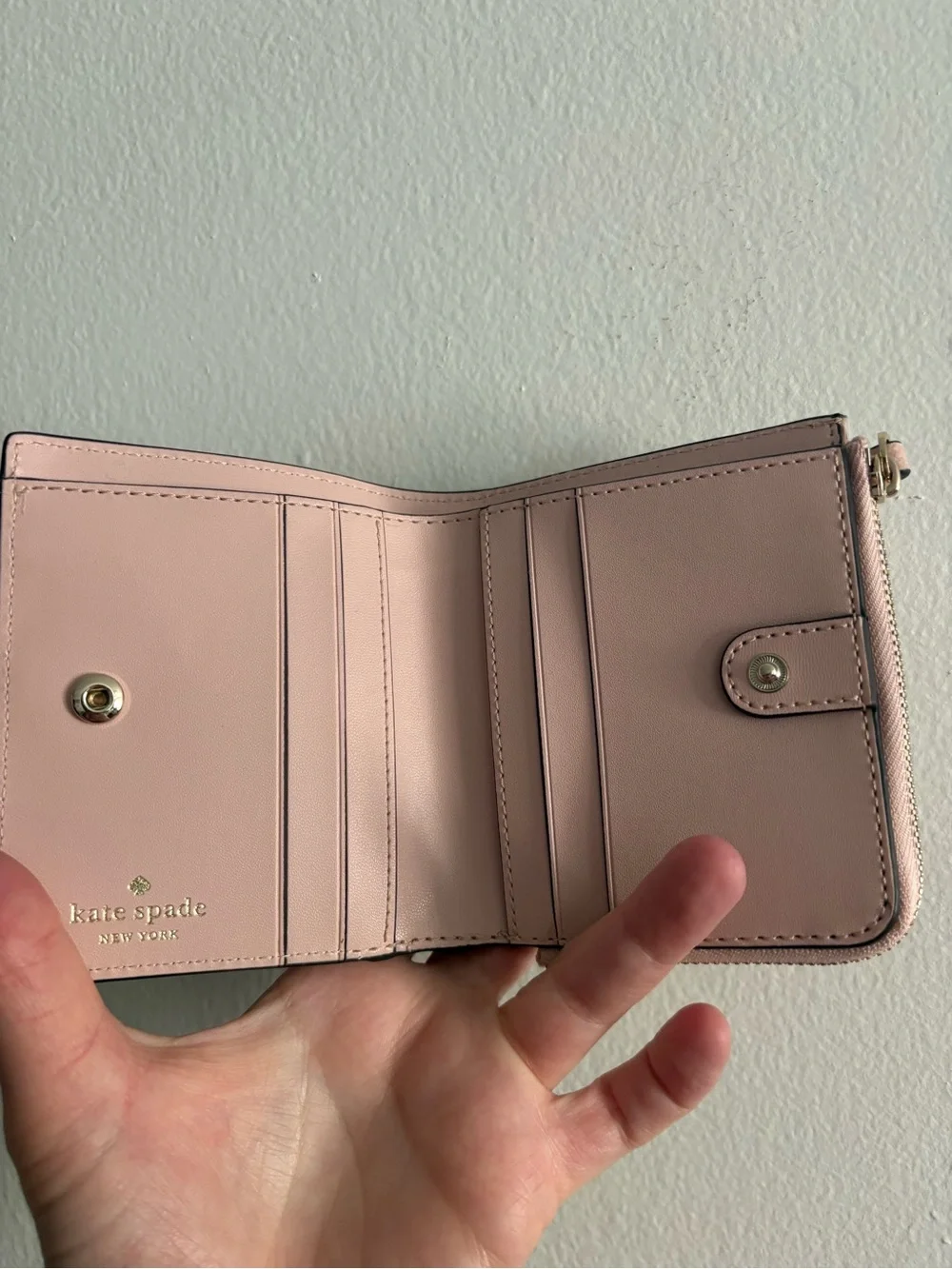 kate spade Blush Pink pebbled leather Zip Wallet